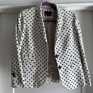 J. Crew Navy and White Polka Dot Blazer